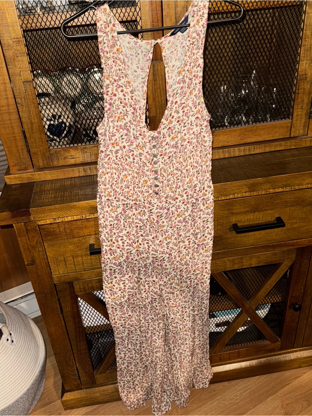 American Eagle Outfitters Floral Sleeveless Jumpsuit in Cream and Pink